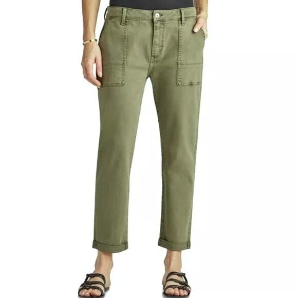 Sam Edelman The Cargo Ankle Pants Utility Crop Pant Moss Green Straight Size 31 - Picture 1 of 11